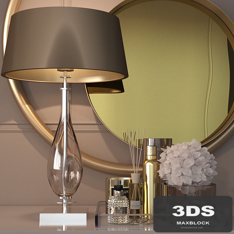 Decorative set in gold for the dressing table