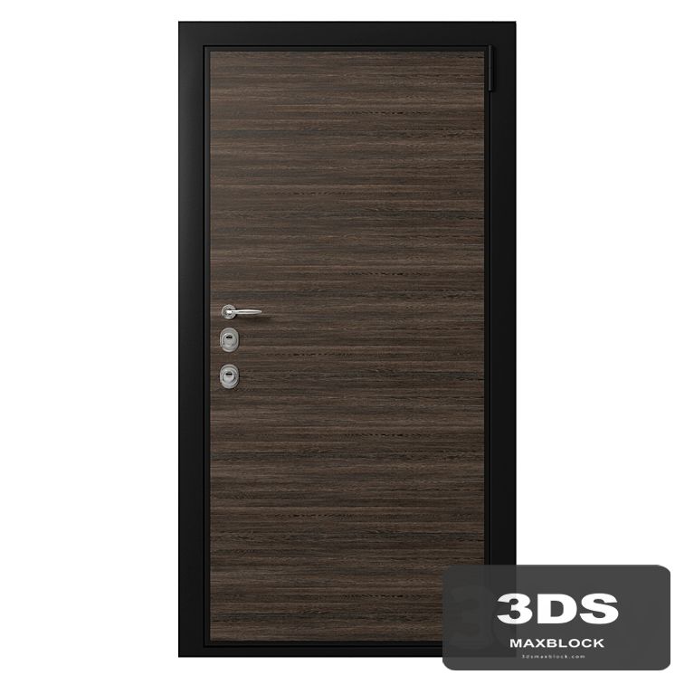 Door entrance metal with wooden decorative plate