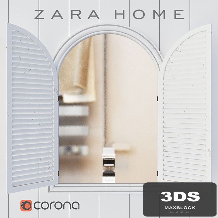 Zara Home mirror in a wooden frame 'SHUTTERS'