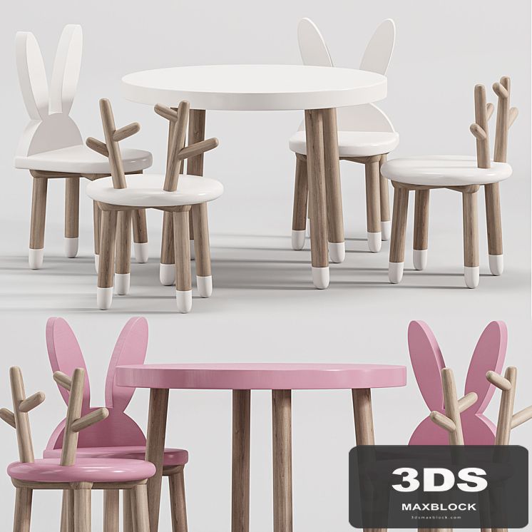 Wooden Table Chair Set for kids 2