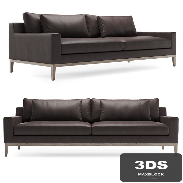 RH ITALIA TRACK ARM LEATHER SOFA