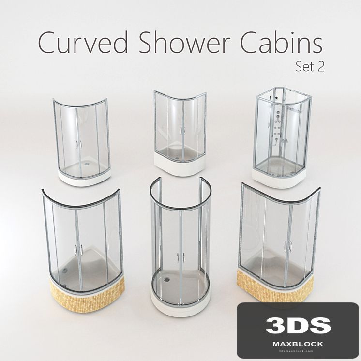 Curved Shower Cabins Set 2