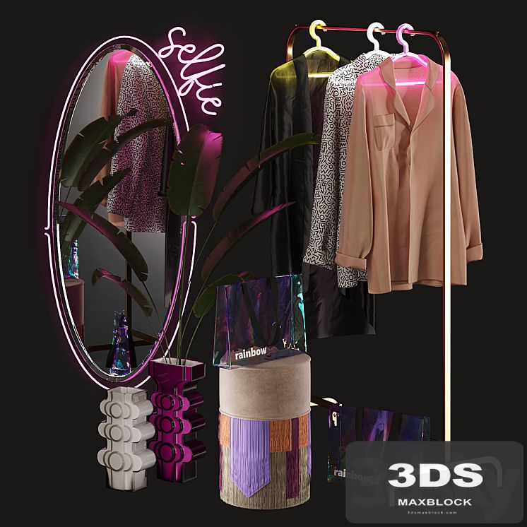 Clothing store window display set