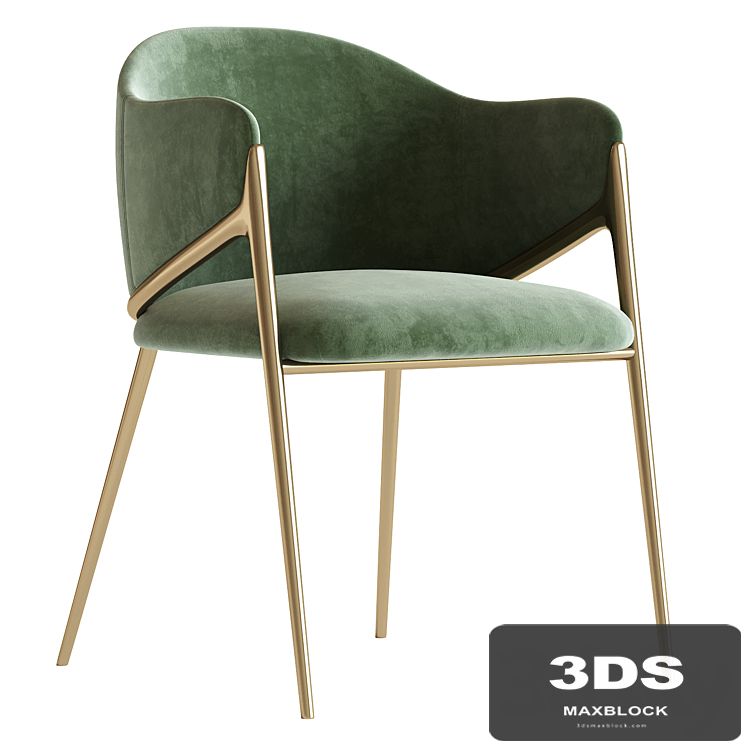 Metal Solid Back Arm Dining Chair Glam Chair for Dining Room