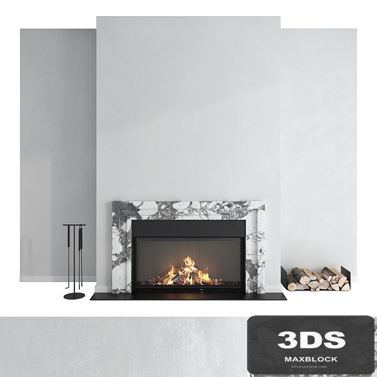 Decorative wall with fireplace set 43