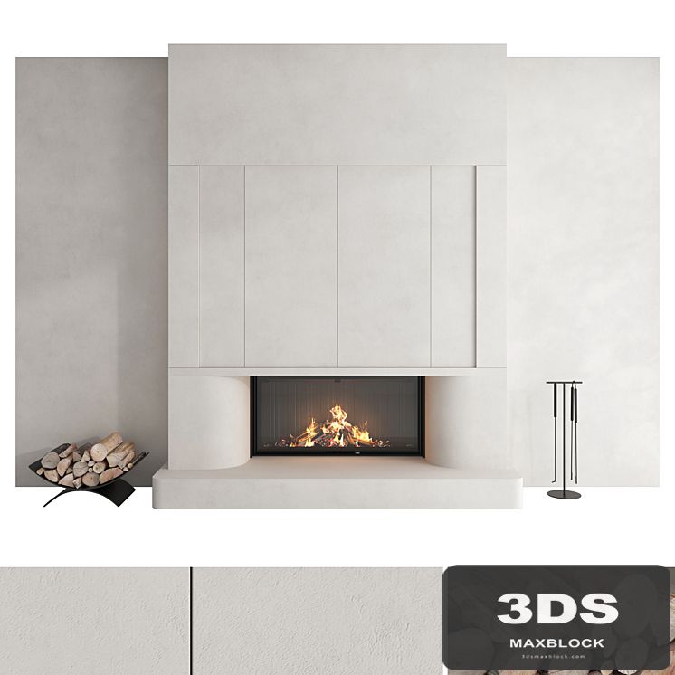 Decorative wall with fireplace set 47