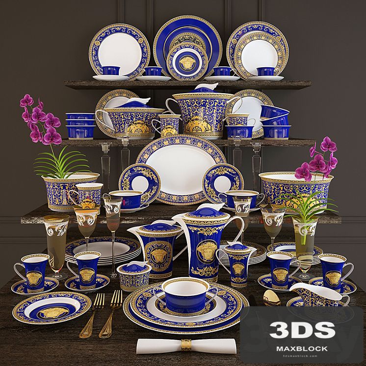 Dinner Rosenthal Versace, Medusa blue