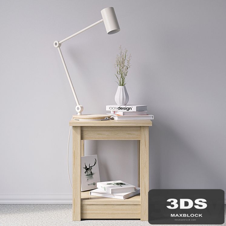 Bedside table with lamp