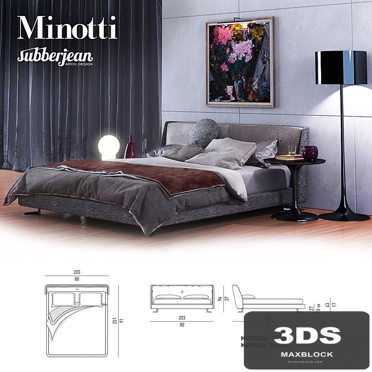 Minotti Spencer Bed / Raymond / Neto Coffee Table
