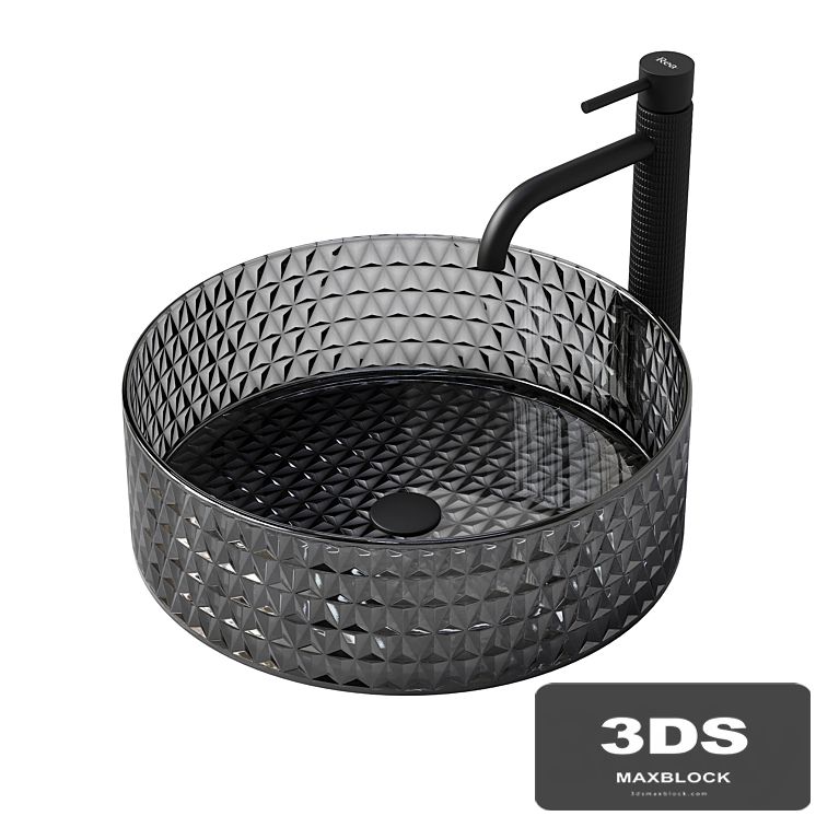 REA Cristal black washbasin with Gusto One tap