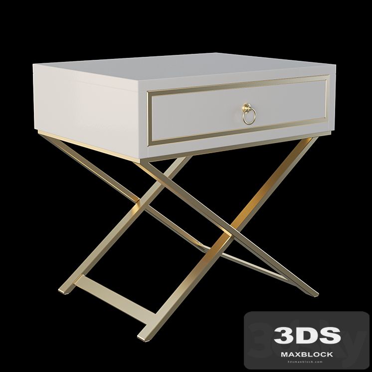 Homary White Nightstand X Shaped