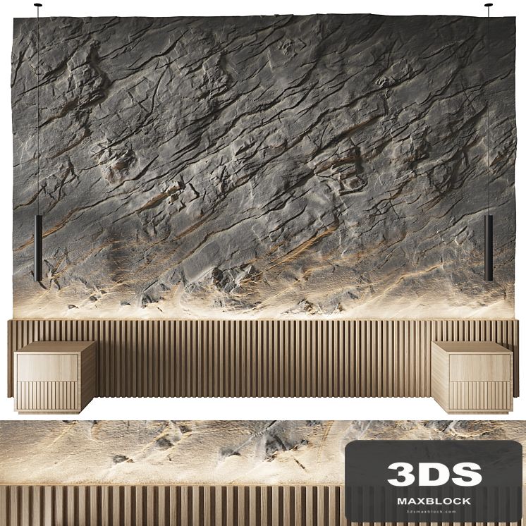 Rock headboard, headboard, stone panels