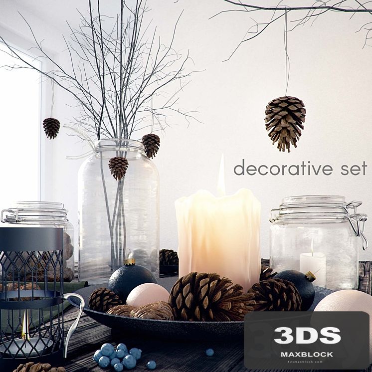 Decorative set with jars and candles