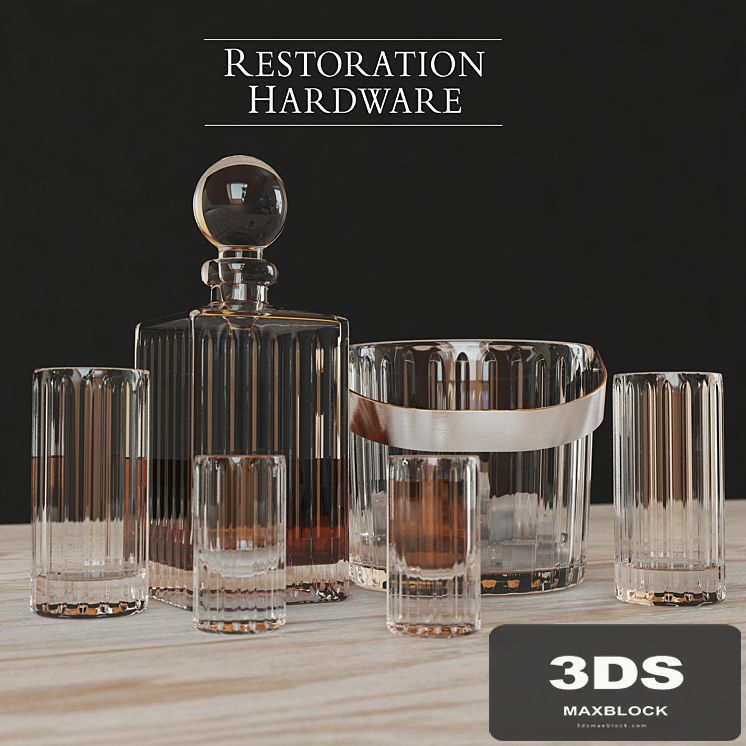 BOULEVARD CUT CRYSTAL BARWARE SET