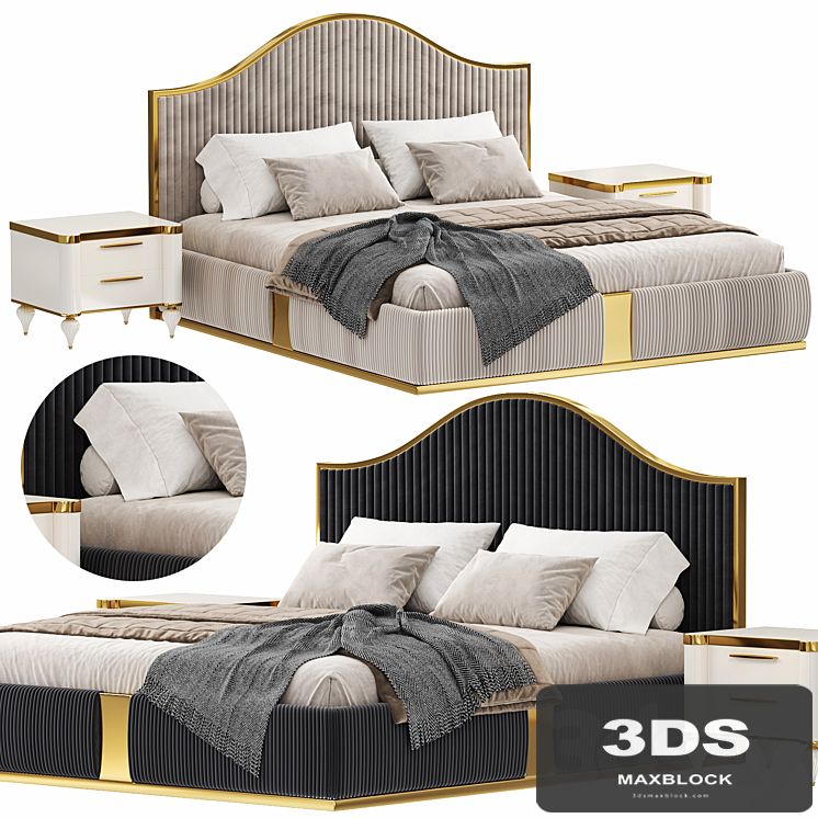 Modern Italian golden luxury bed by Lamoderno