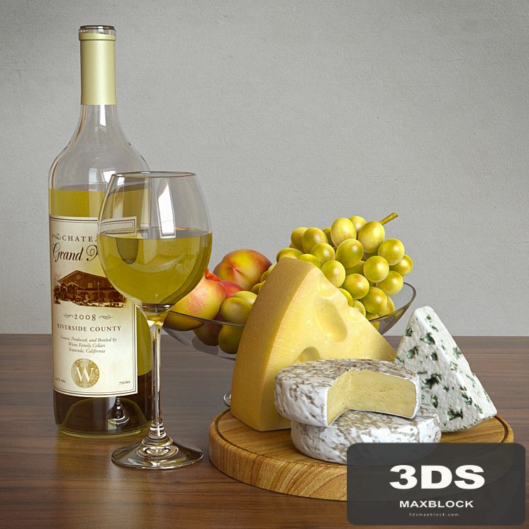 White wine and cheese set
