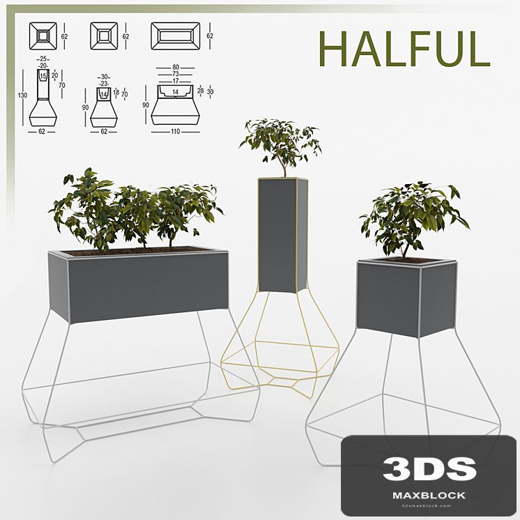 HALFUL plastic vase with a metal frame