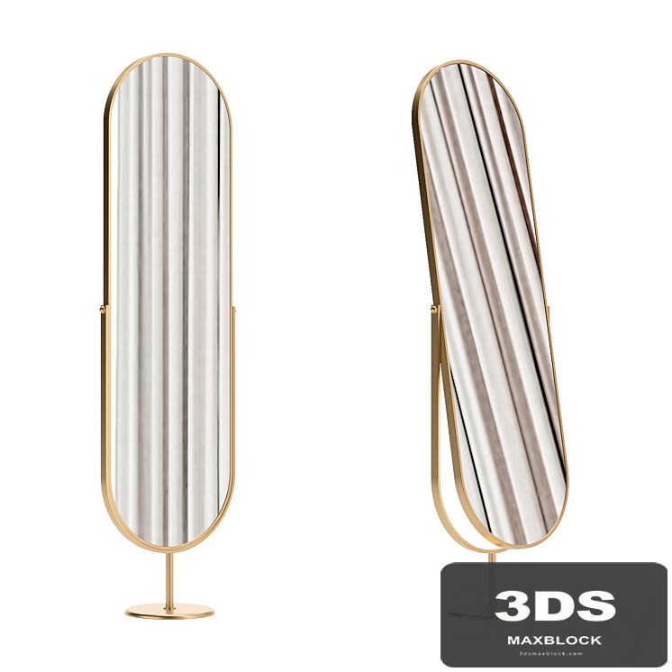 Mirror in a golden frame floor swivel oval