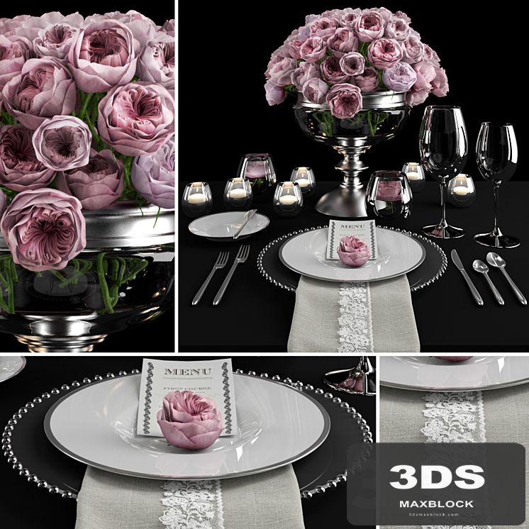 Serving with roses / Table setting with roses