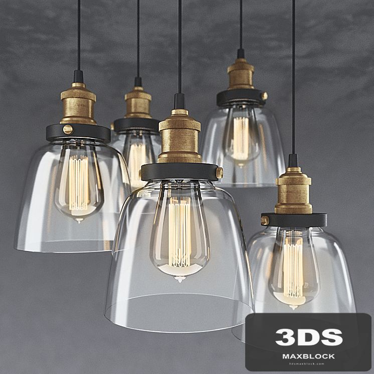 5-light Edison Lamp with Bulbs. Chandelier with 5 hangers and Edison bulbs