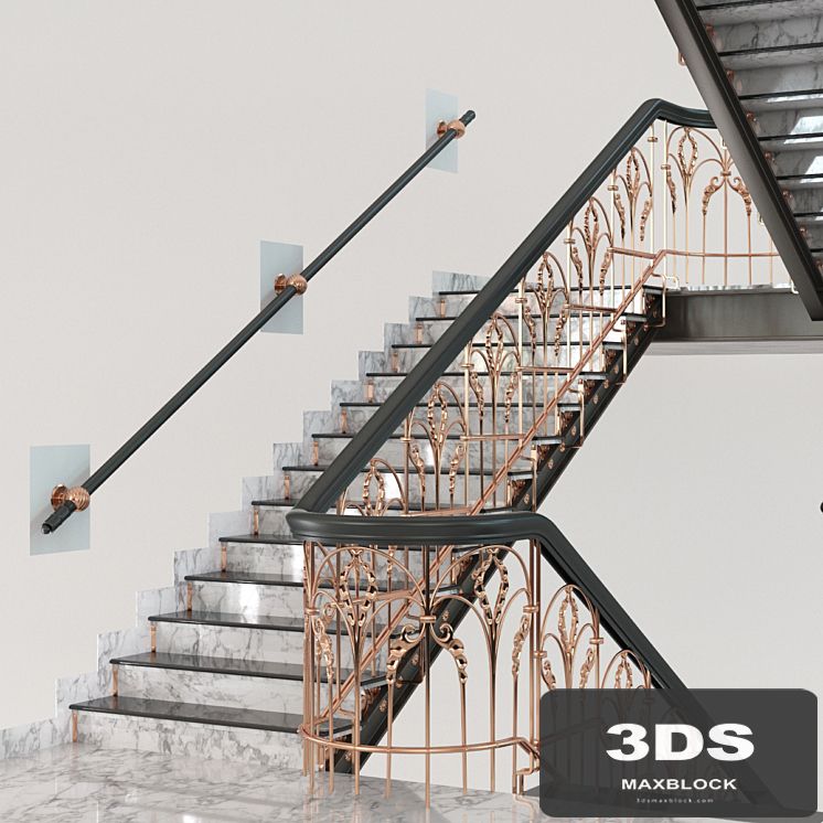 Classic Marble Copper Stairs