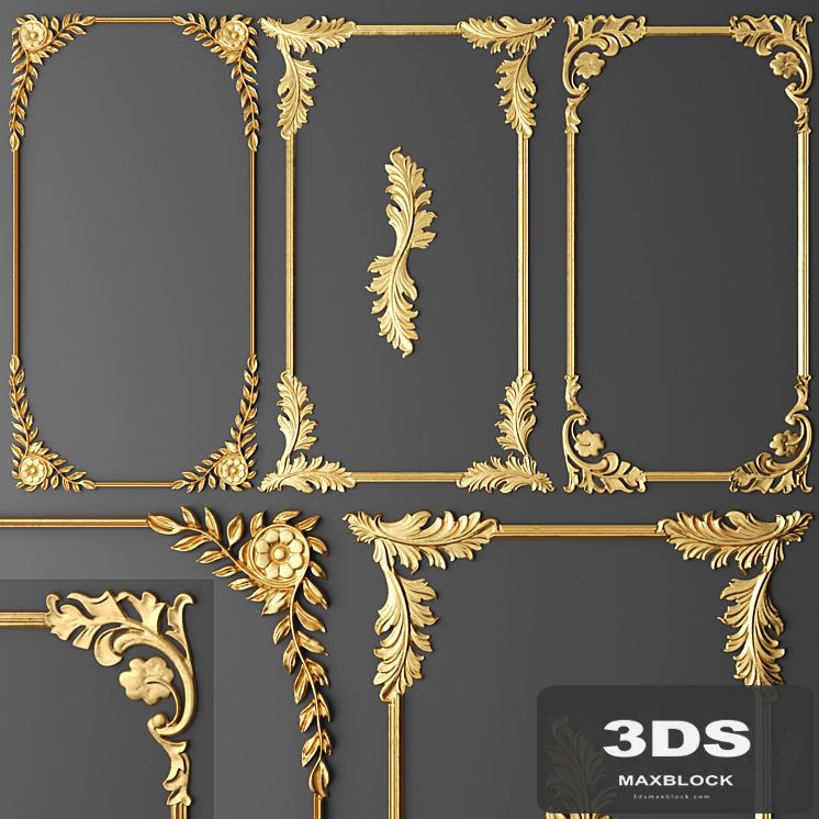 Set, frames, Stucco molding, Rosette, luxury, gold decor, carving, molding, stucco, ceiling, classical, frame