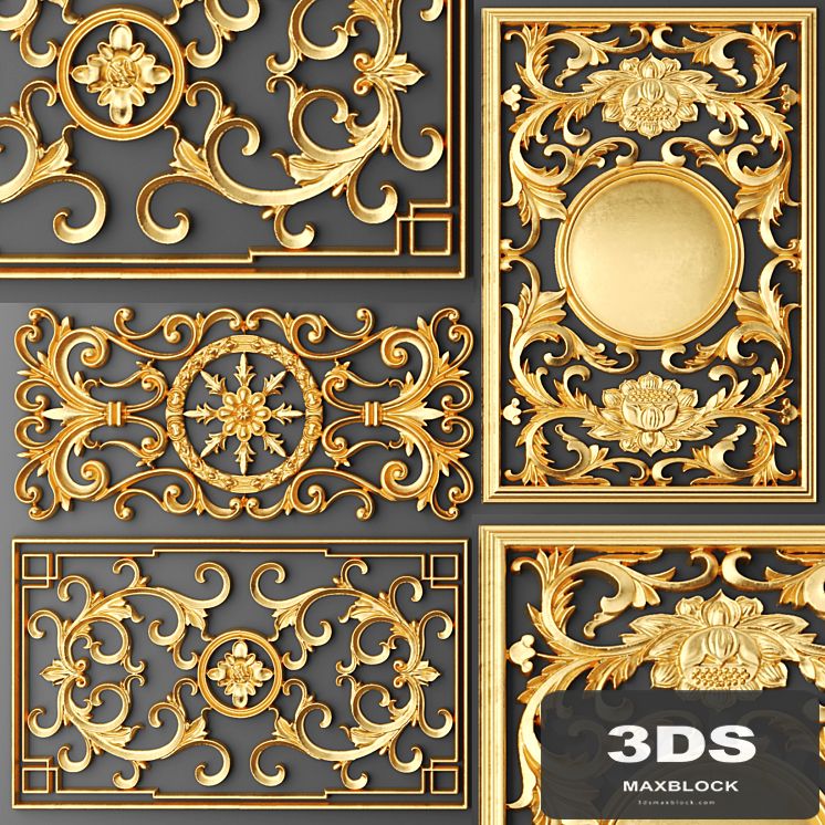 Set, Lattices, Classics, Stucco molding, Rosette, luxury, gold decor, carving, molding, stucco, ceiling, classical
