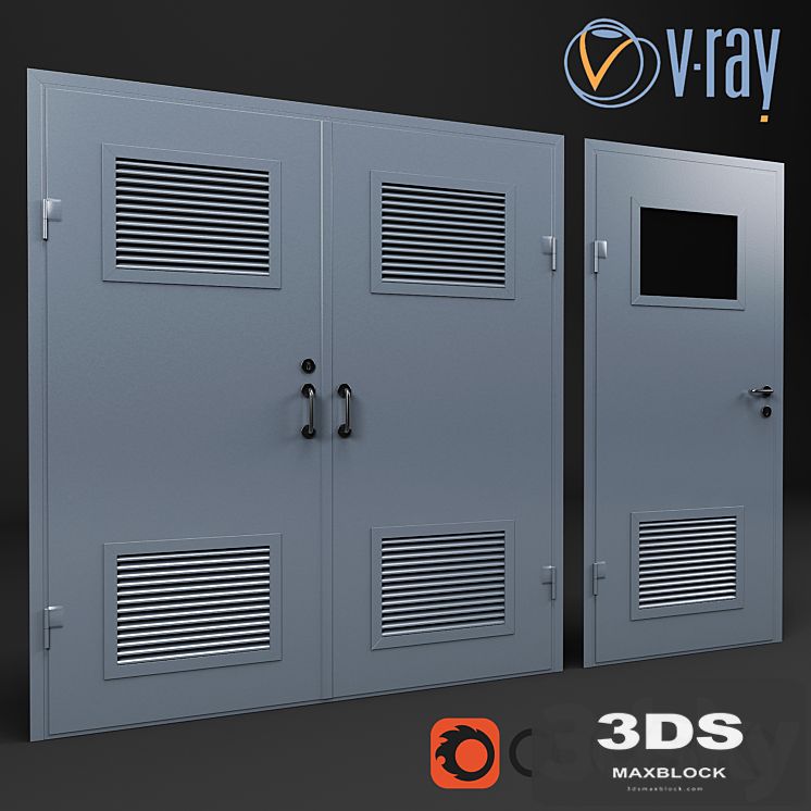 set of 6 doors for switchboard, factory "ProfMaster". Vray, corona.