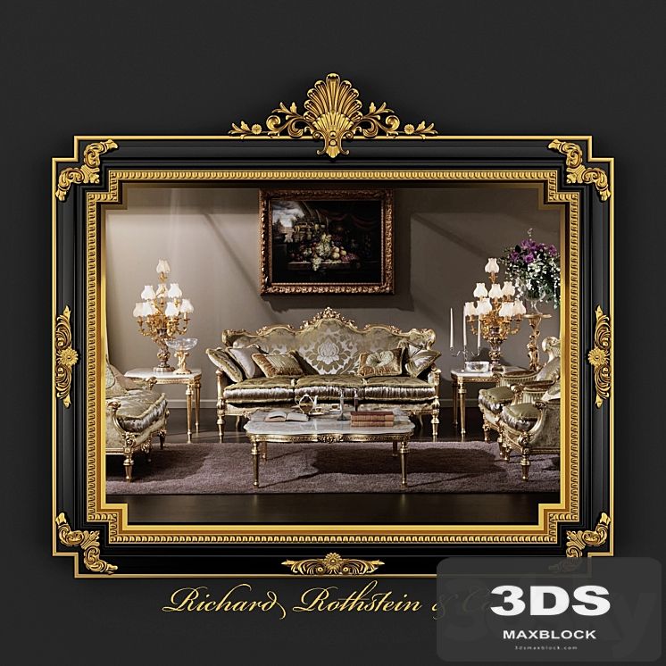 Classic Regency Style Black and Gold Mirror