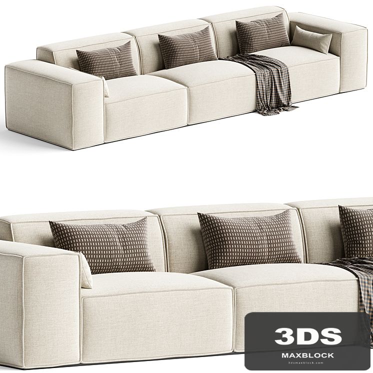Scandinavian Slipcovered Square Arm Modular Sofa