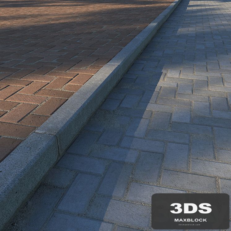 Paving slabs and curb (curb)