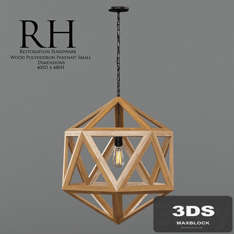 Restoration Hardware / Wood Polyhedron Pendant Small