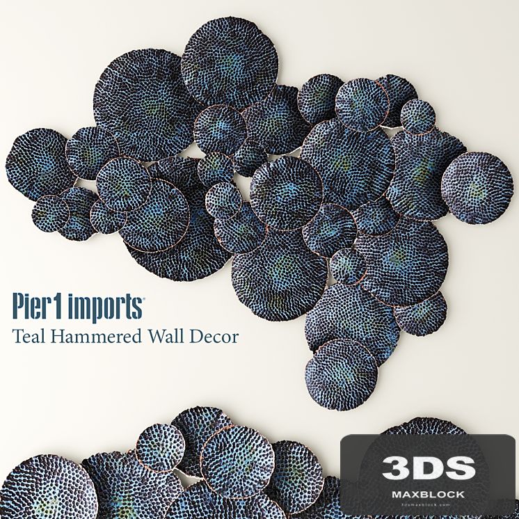 Teal Hammered wall, luxury, discs, circles, wall decor, mural, picture, panel, metallic, luxury, patina, copper, art