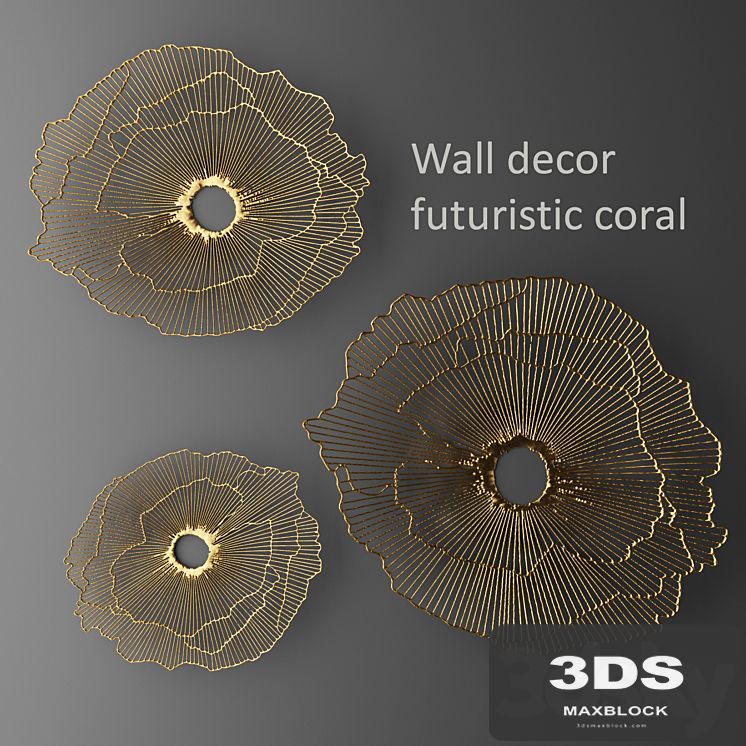 Wall decor futuristic coral. Panel. Gold, wall decor, panel, mirror, luxury, metal decor, loft, coral, sculpture, art, lattice, wall decor