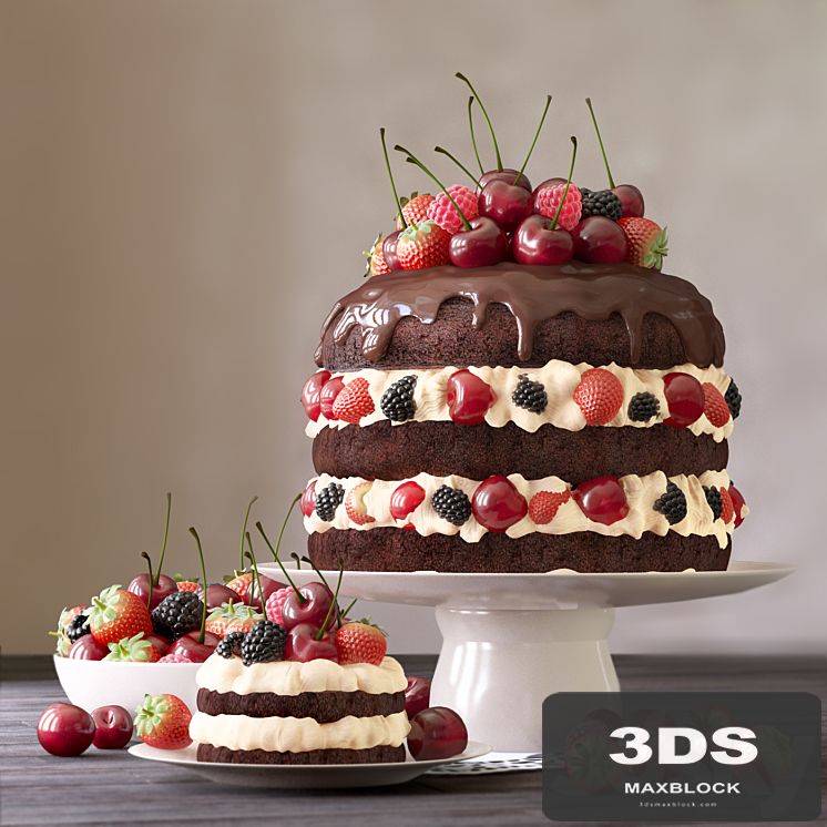 Cake and cake with berries