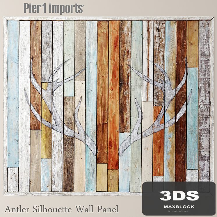 Antler Silhouette Wall Panel, painting, wall decor, plank panels, wooden decor, boards, wooden wall, panel, slats