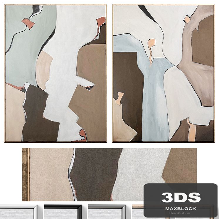 Large Mid-Century Abstract Neutral Wall Art C-871