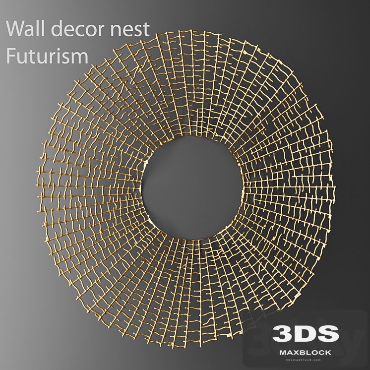 Wall decor nest Futurism, luxury, gold decor, wall, metal, luxury, abstraction, coral, painting