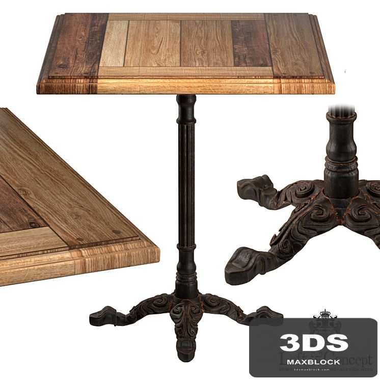 CAST IRON AND OAK RESTAURANT TABLE SQUARE