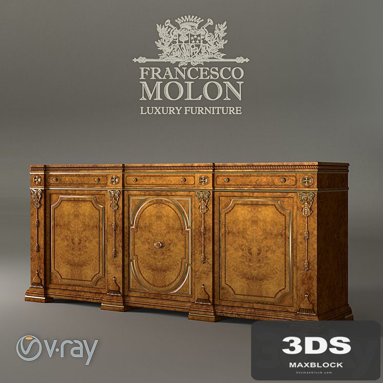 Francesco Molon C3D 16th century walnut carved sideboard