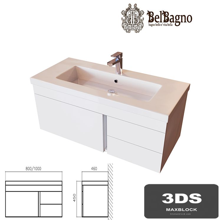 Stand BelBagno Luce BB1000VAC / BL white with washbasin