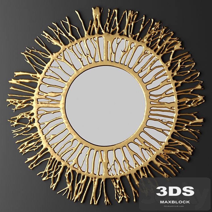 Mirror. luxury, mirror, gold, sun, branches, wall decor, luxury
