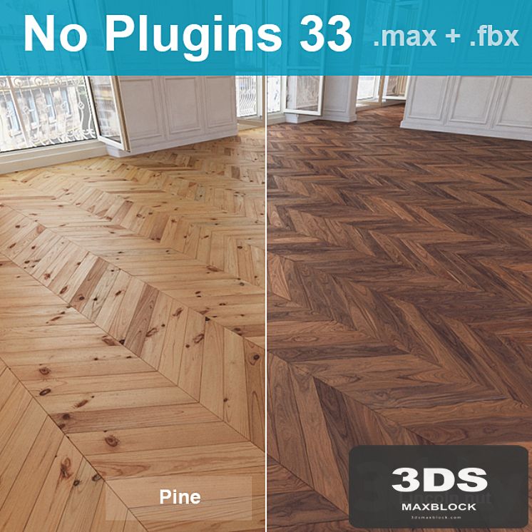 Herringbone parquet 33 (2 species, without the use of plug-ins)