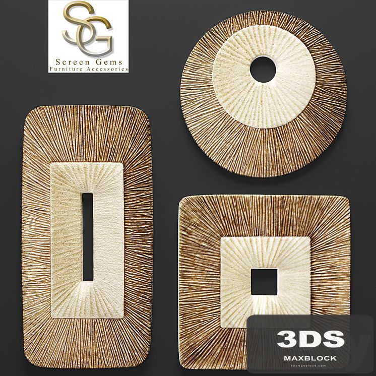 Concave Ribbed Plaque Wall Art - Set, panel, wall decor, stone carving, sculpture, painting, art, contemporary art