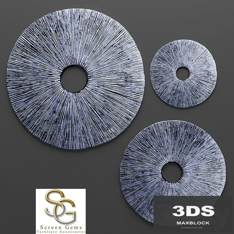 Sandstone Ribbed Wall Art - Set, painting, sculpture, stone carving, abstract, wall decor, sculpture, stone decor, perforation, round, disk