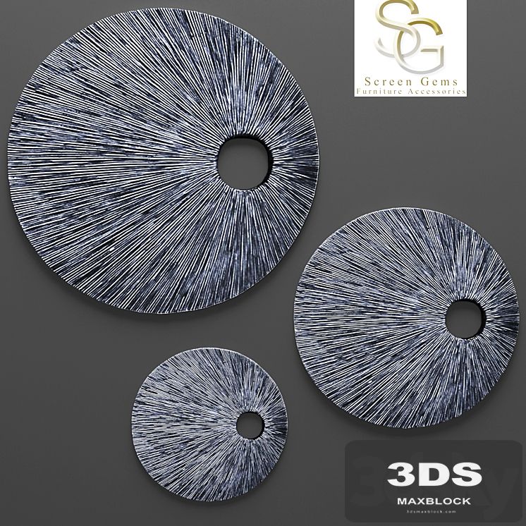 Sandstone Top Hole Ribbed Wall Art - Set, painting, sculpture, stone carving, abstract, wall decor, sculpture, stone decor, perforation, round, disk
