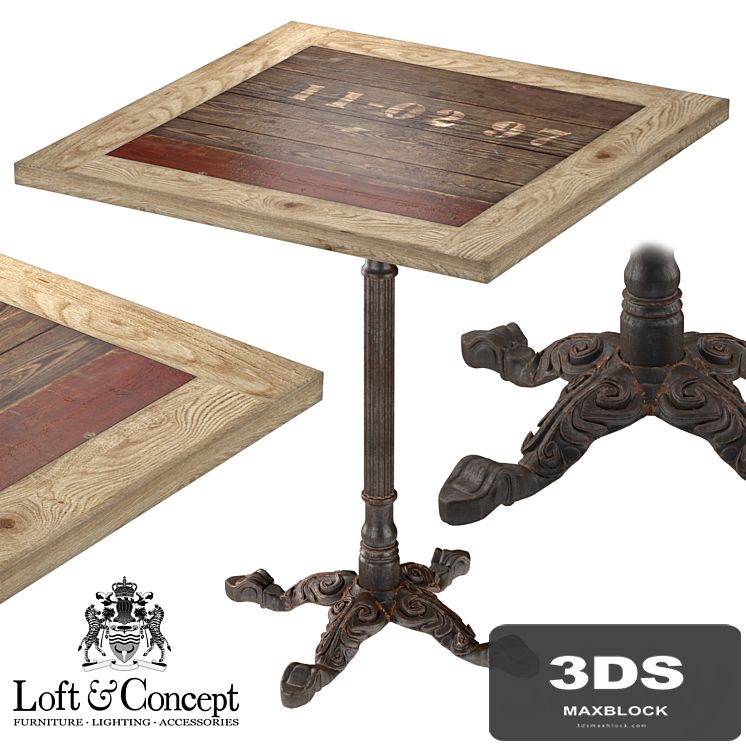 CAST IRON AND LARCH RESTAURANT TABLE SQUARE