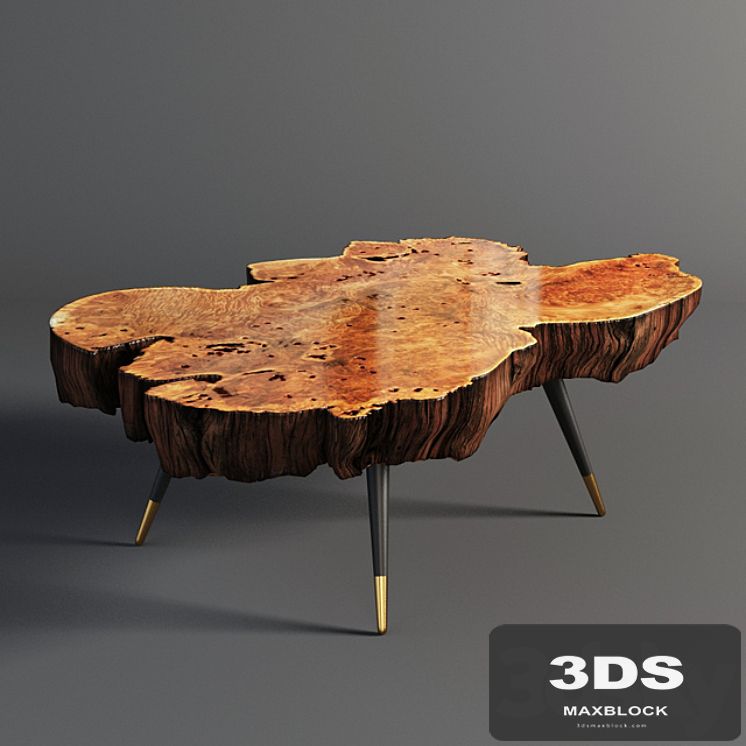 Wood slab coffee table