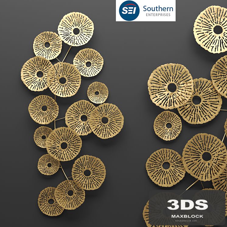 Southern Enterprises Aura Abstract Wall Sculpture, wall decor, art, metallic, luxury, gold, abstraction, flowers, panels