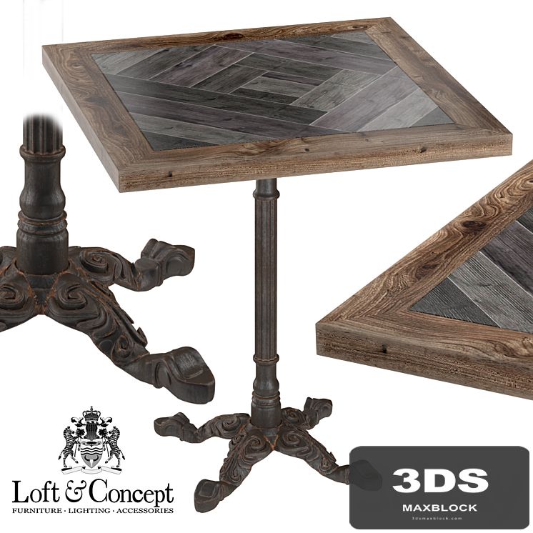 CAST IRON AND WOOD RESTAURANT TABLE SQUARE